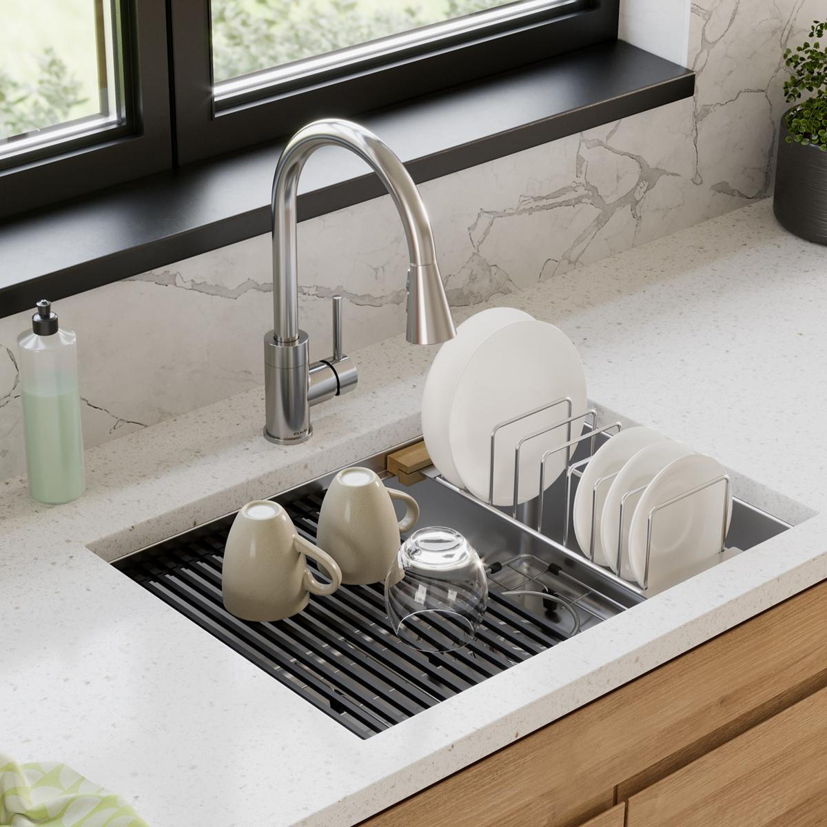 polished satin single bowl undermount sink kit