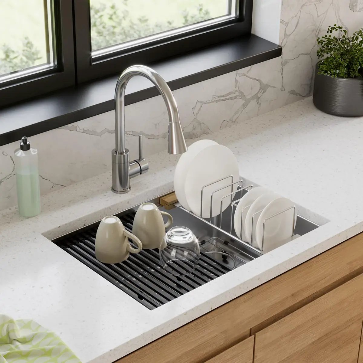 polished stainless steel drying rack