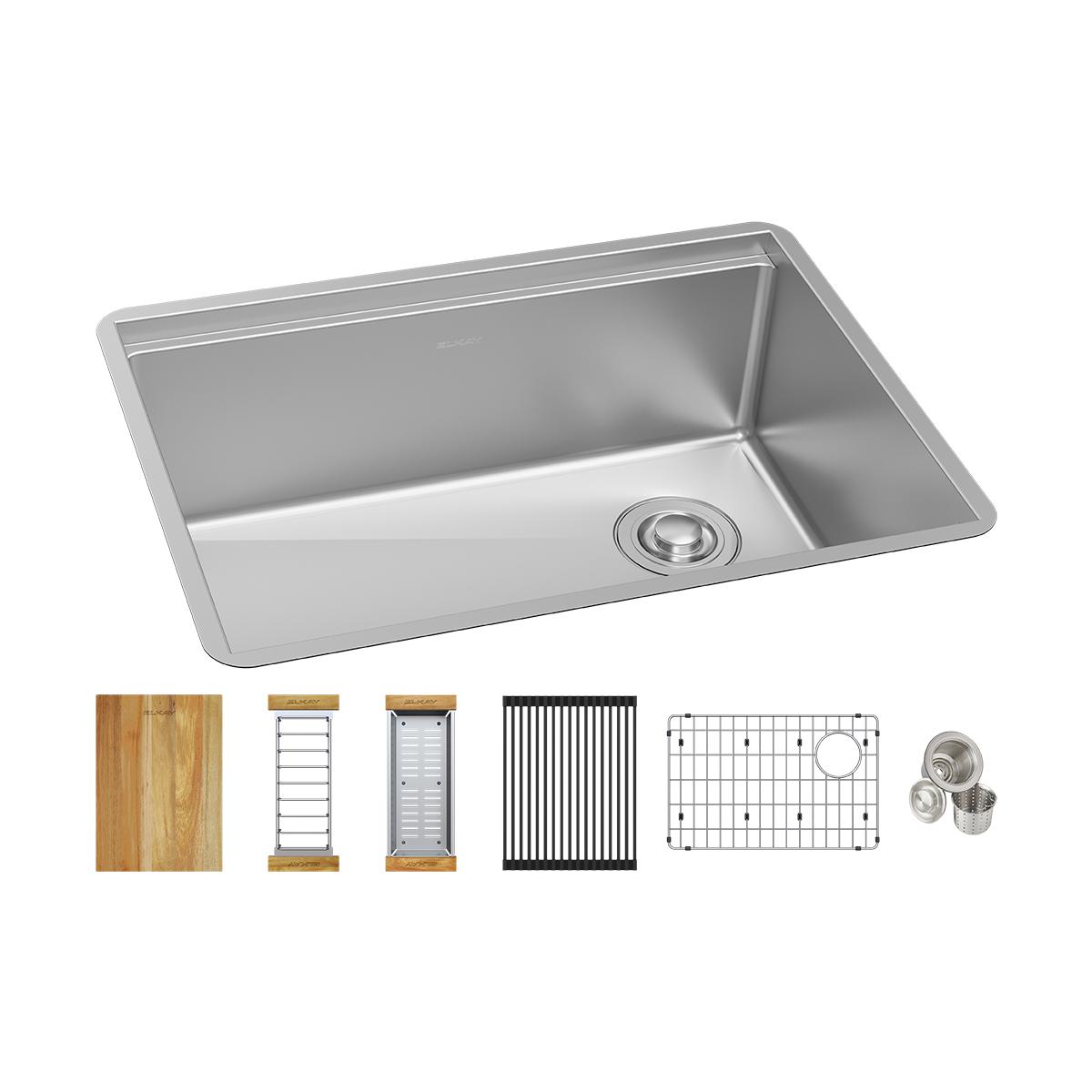 polished satin single bowl undermount sink kit