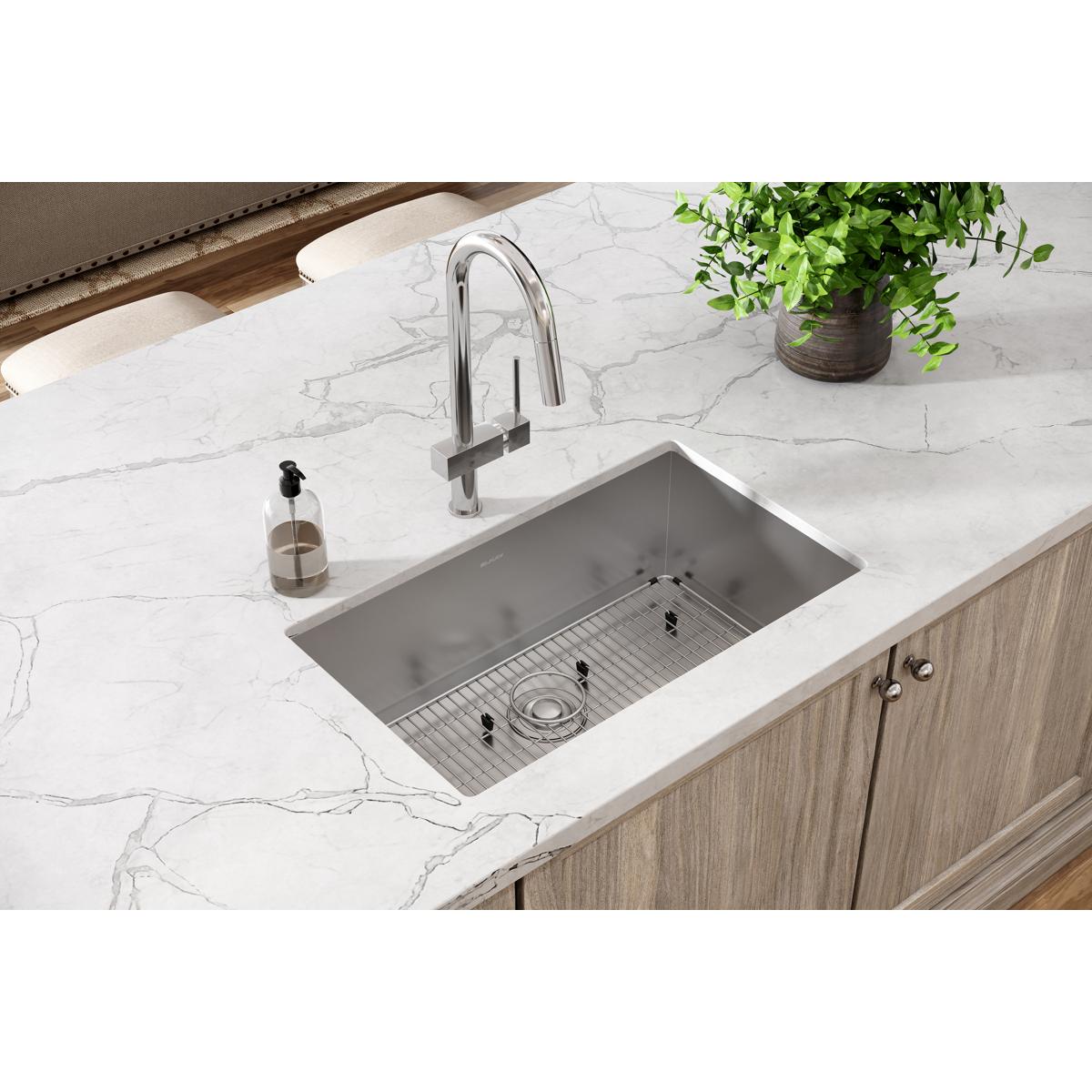 polished satin single bowl undermount sink kit
