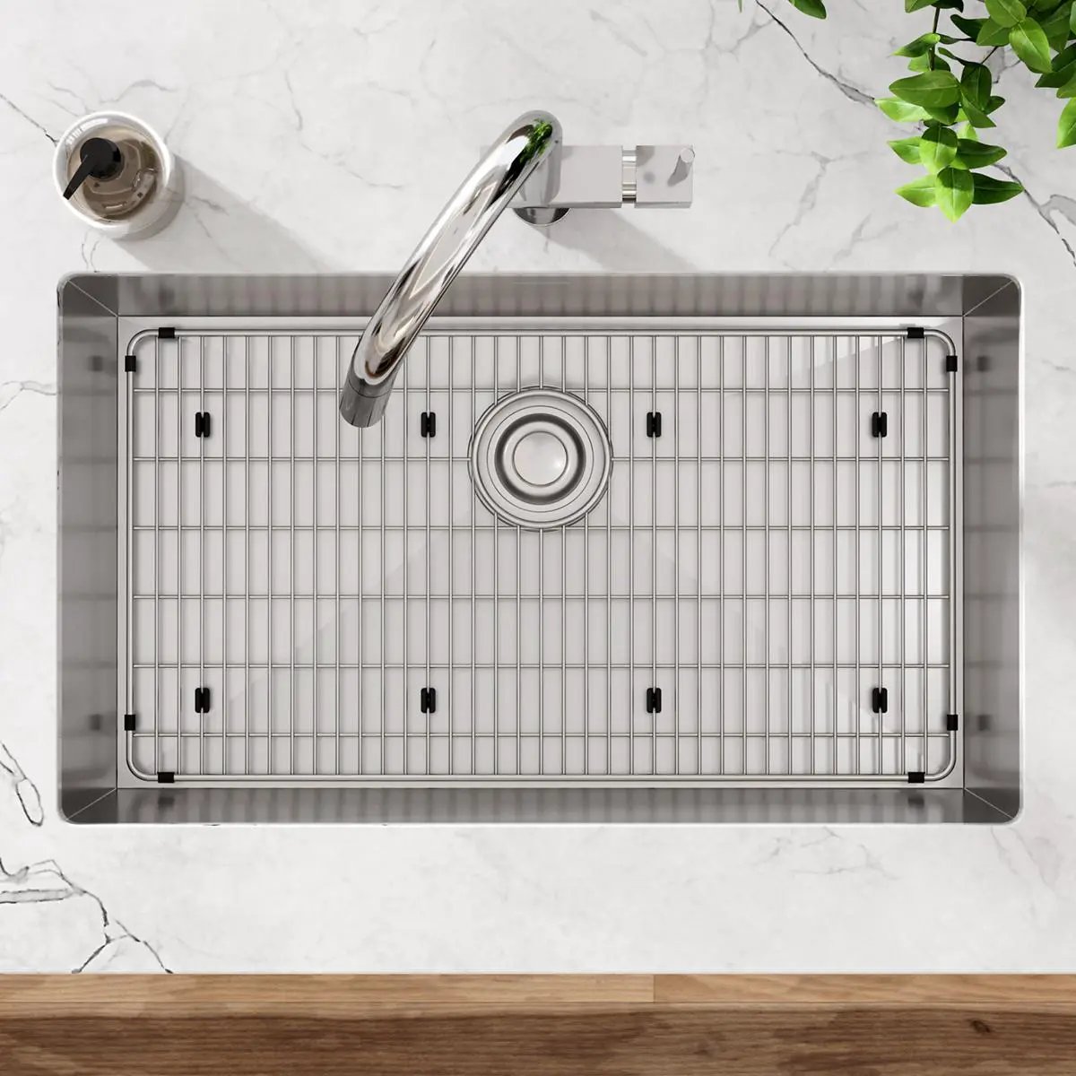 polished stainless steel bottom grid