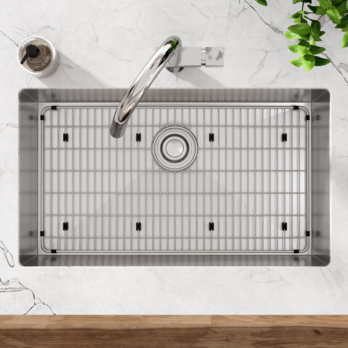 polished satin single bowl undermount sink kit