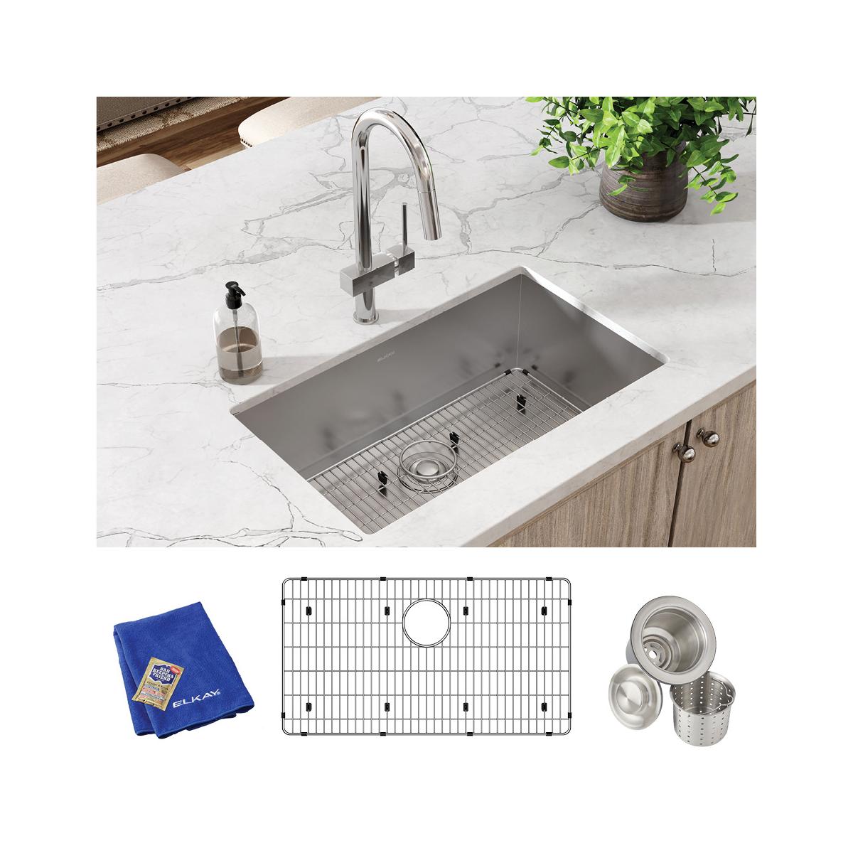 polished satin single bowl undermount sink kit