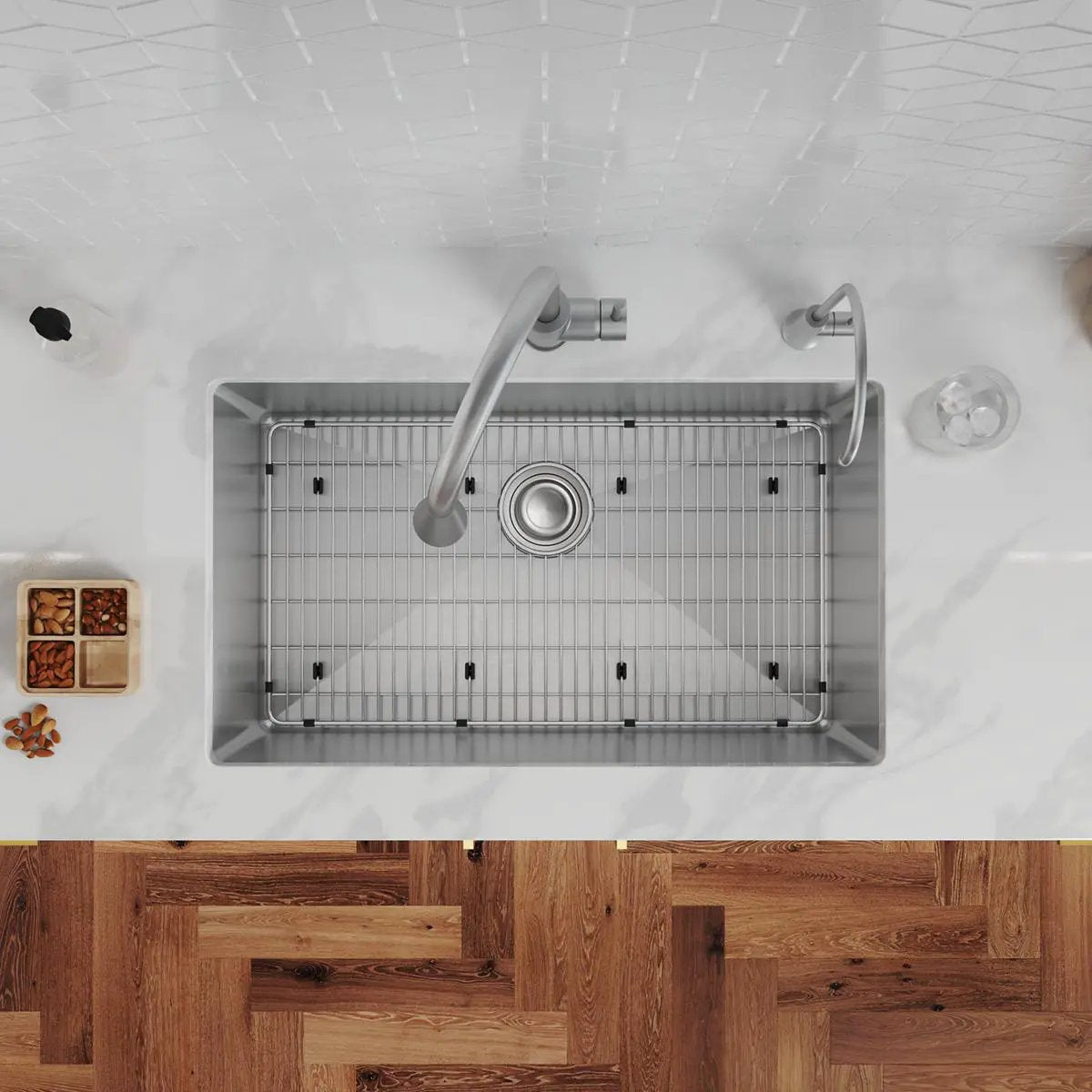 stainless steel single bowl undermount sink kit