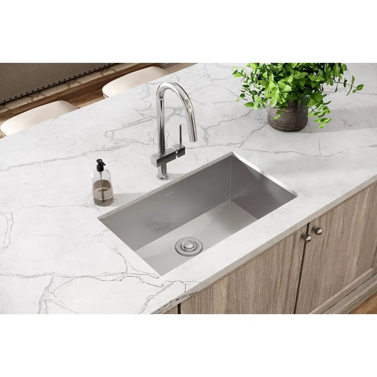 polished satin single bowl undermount sink