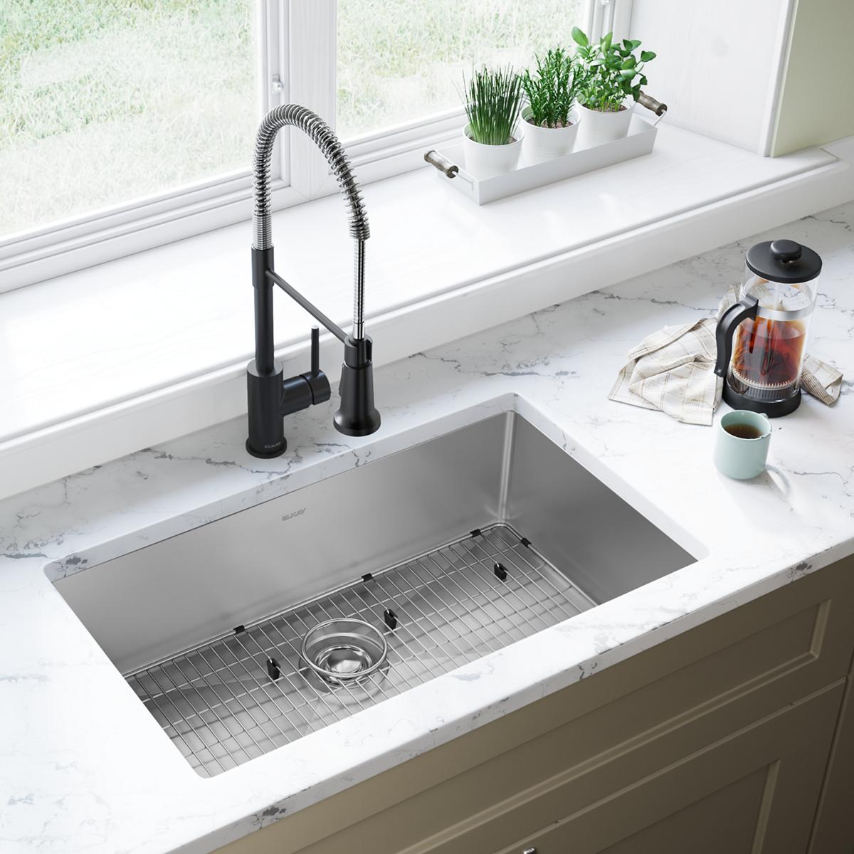 polished satin single bowl undermount sink kit
