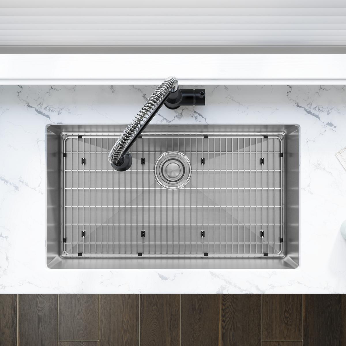 polished satin single bowl undermount sink kit