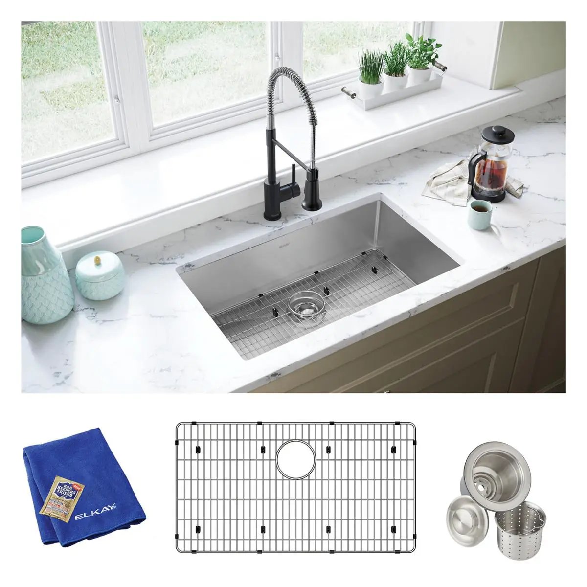 polished satin single bowl undermount sink kit