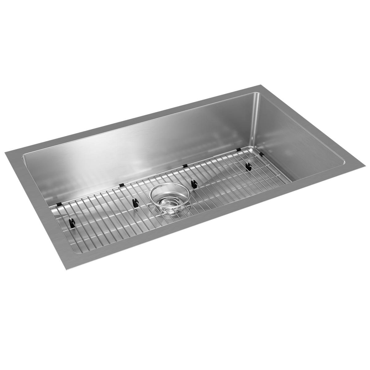 polished satin single bowl undermount sink kit