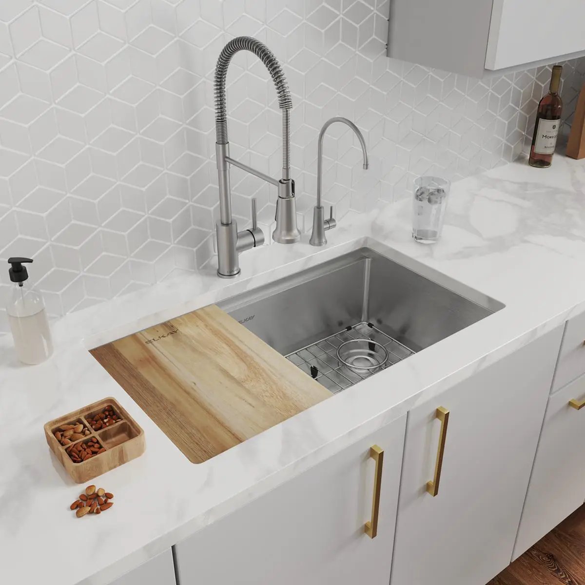 stainless steel single bowl undermount sink kit