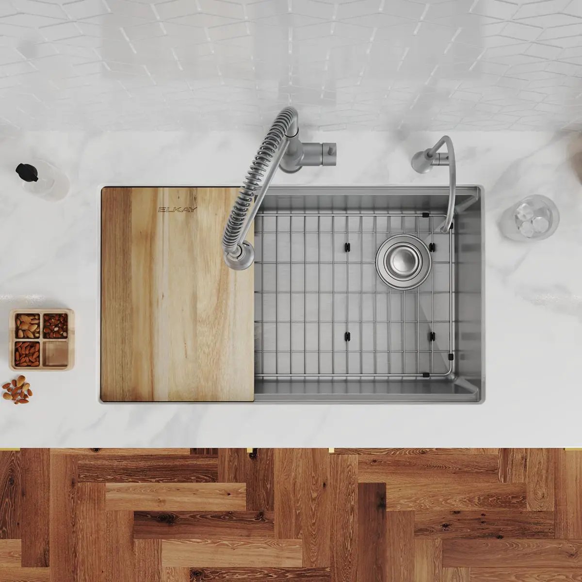 stainless steel single bowl undermount sink kit