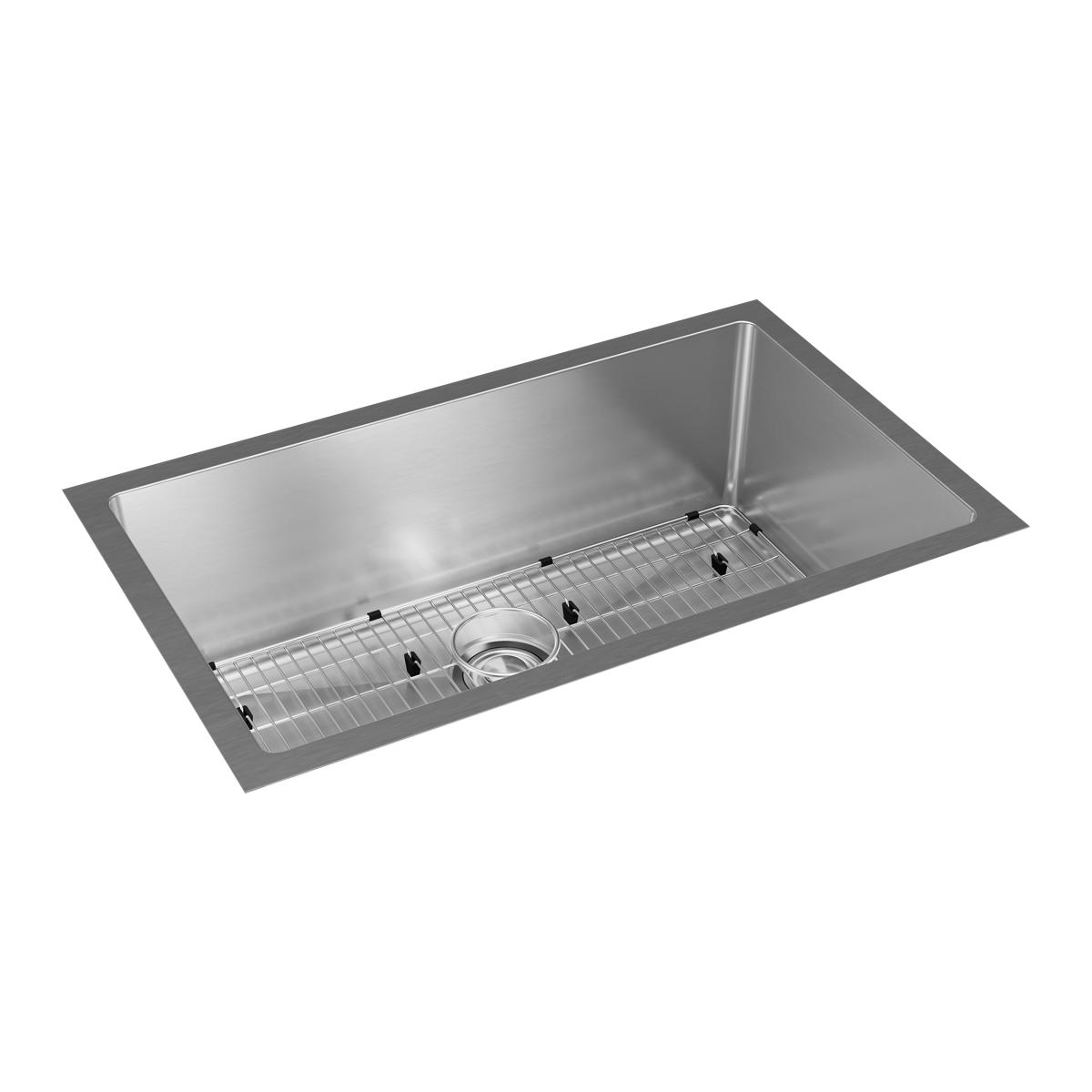 polished satin single bowl undermount sink kit