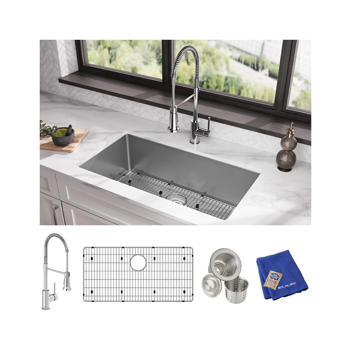 polished satin single bowl undermount sink kit