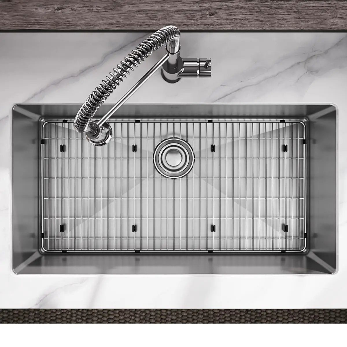 polished satin single bowl undermount sink kit