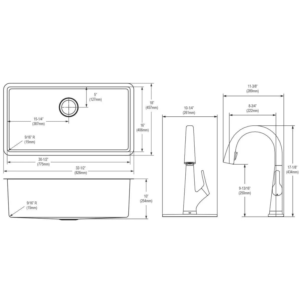 stainless steel single bowl undermount sink kit