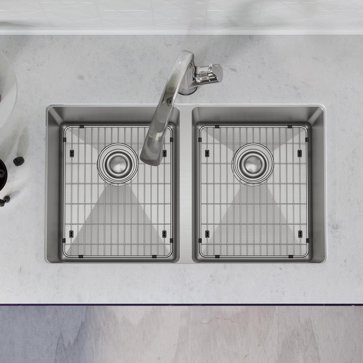 stainless steel equal double bowl undermount sink kit