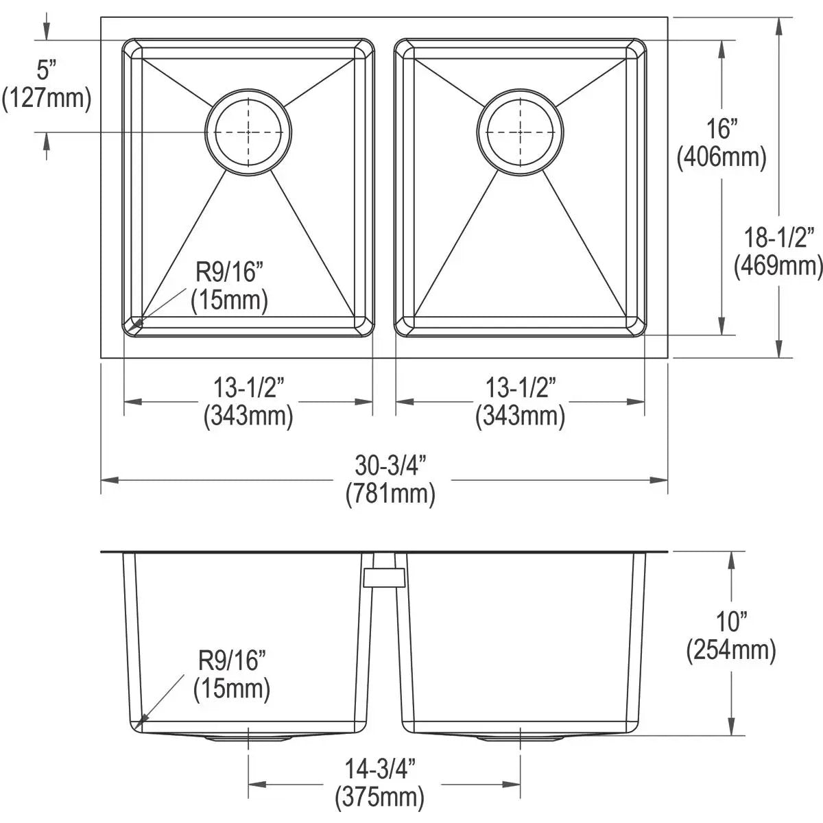 polished satin equal double bowl undermount sink kit