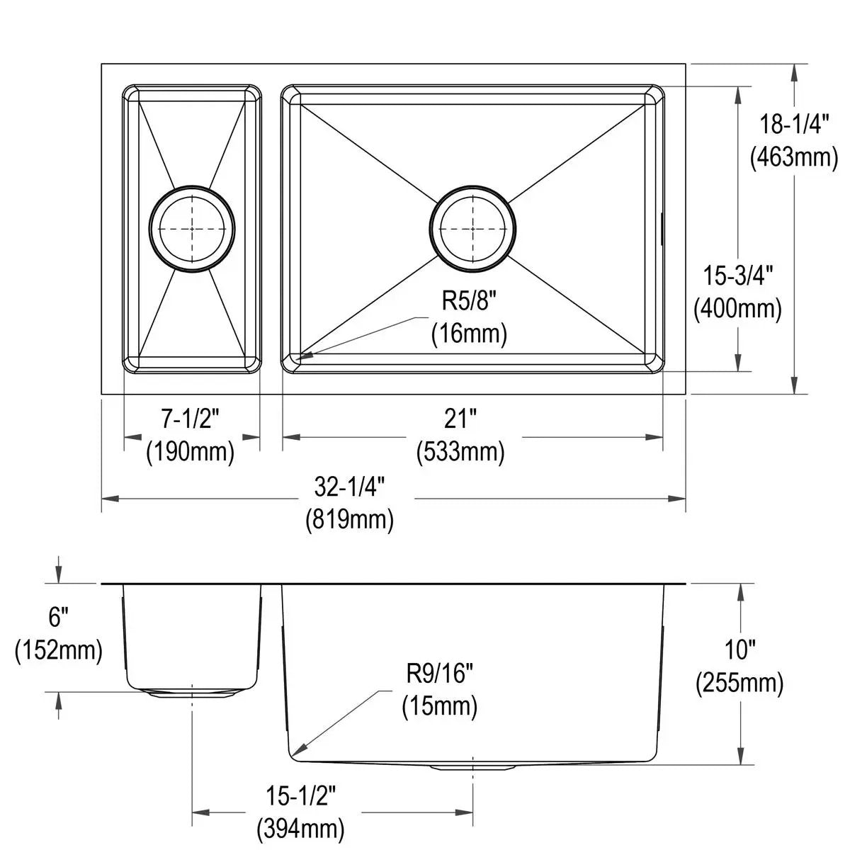 polished satin double bowl undermount sink
