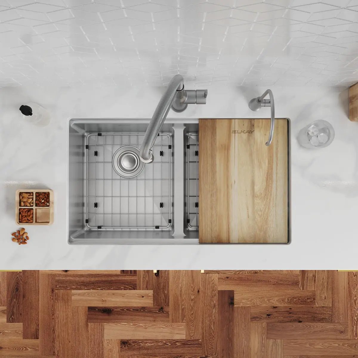 stainless steel equal double bowl sink kit