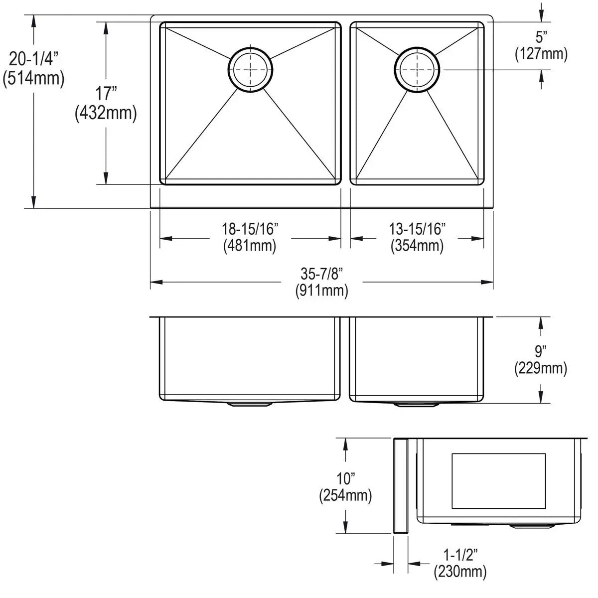 polished satin double bowl tall farmhouse sink kit