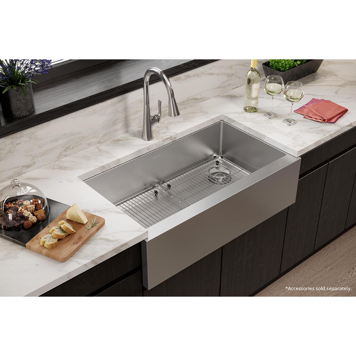 polished satin single bowl tall farmhouse sink