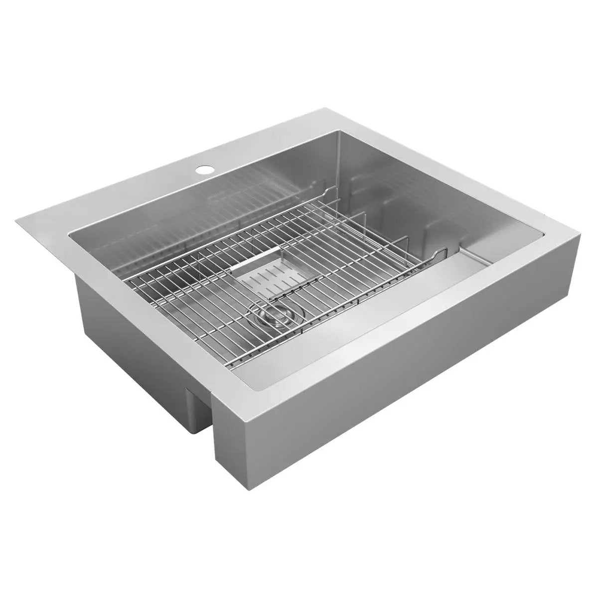 polished satin single bowl farmhouse ada workstation sink