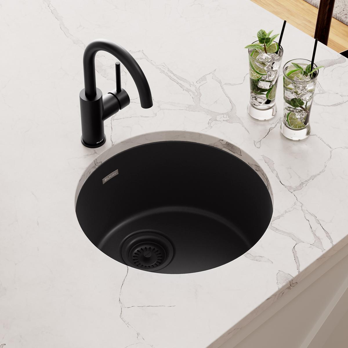 black single bowl dual mount bar sink