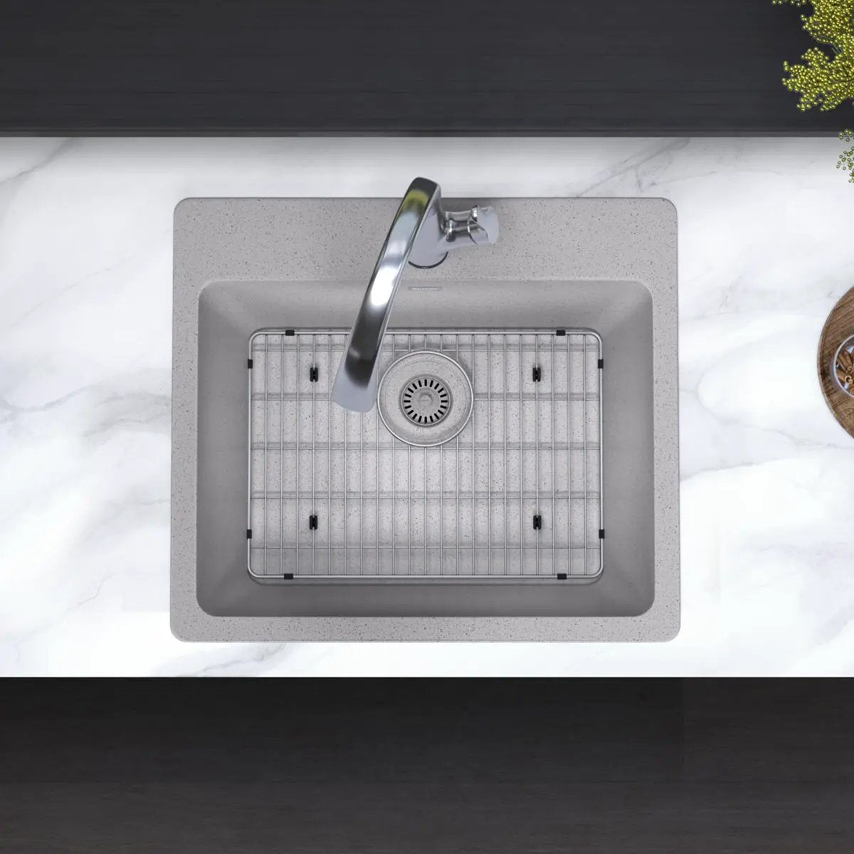 black single bowl drop-in sink kit