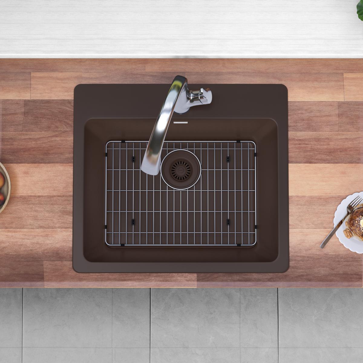 black single bowl drop-in sink kit