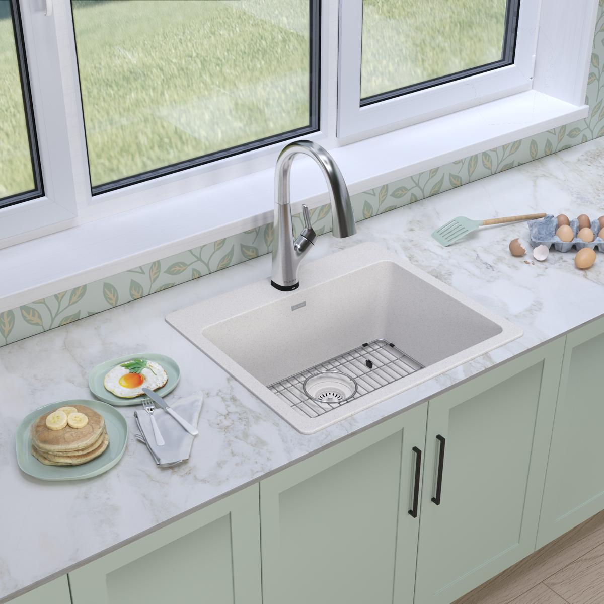 black single bowl drop-in sink kit