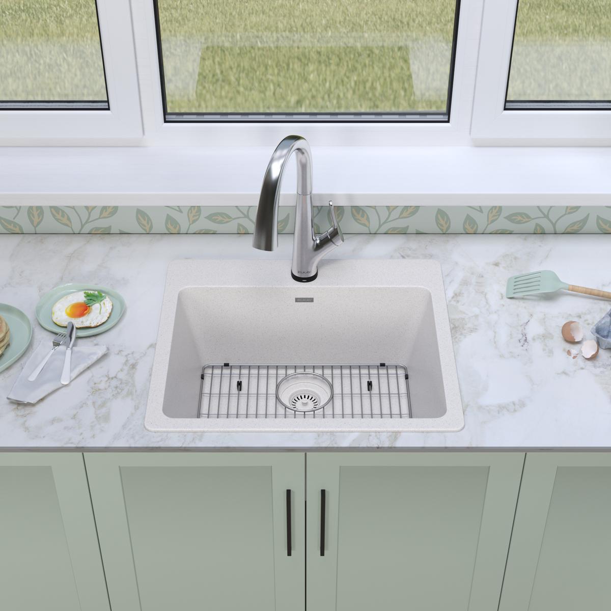 black single bowl drop-in sink kit