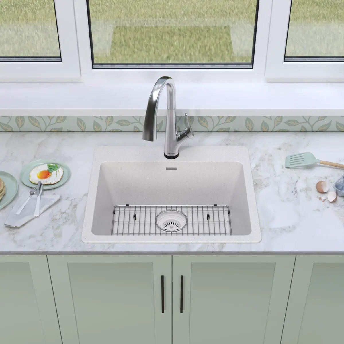 black single bowl drop-in sink kit