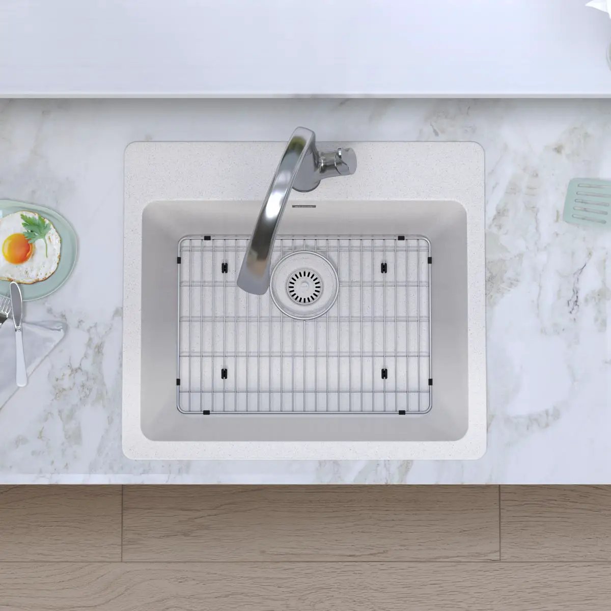 black single bowl drop-in sink kit