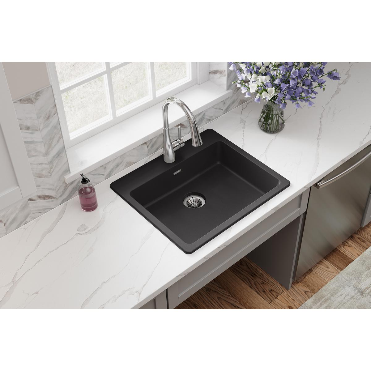 black single bowl drop-in ada sink