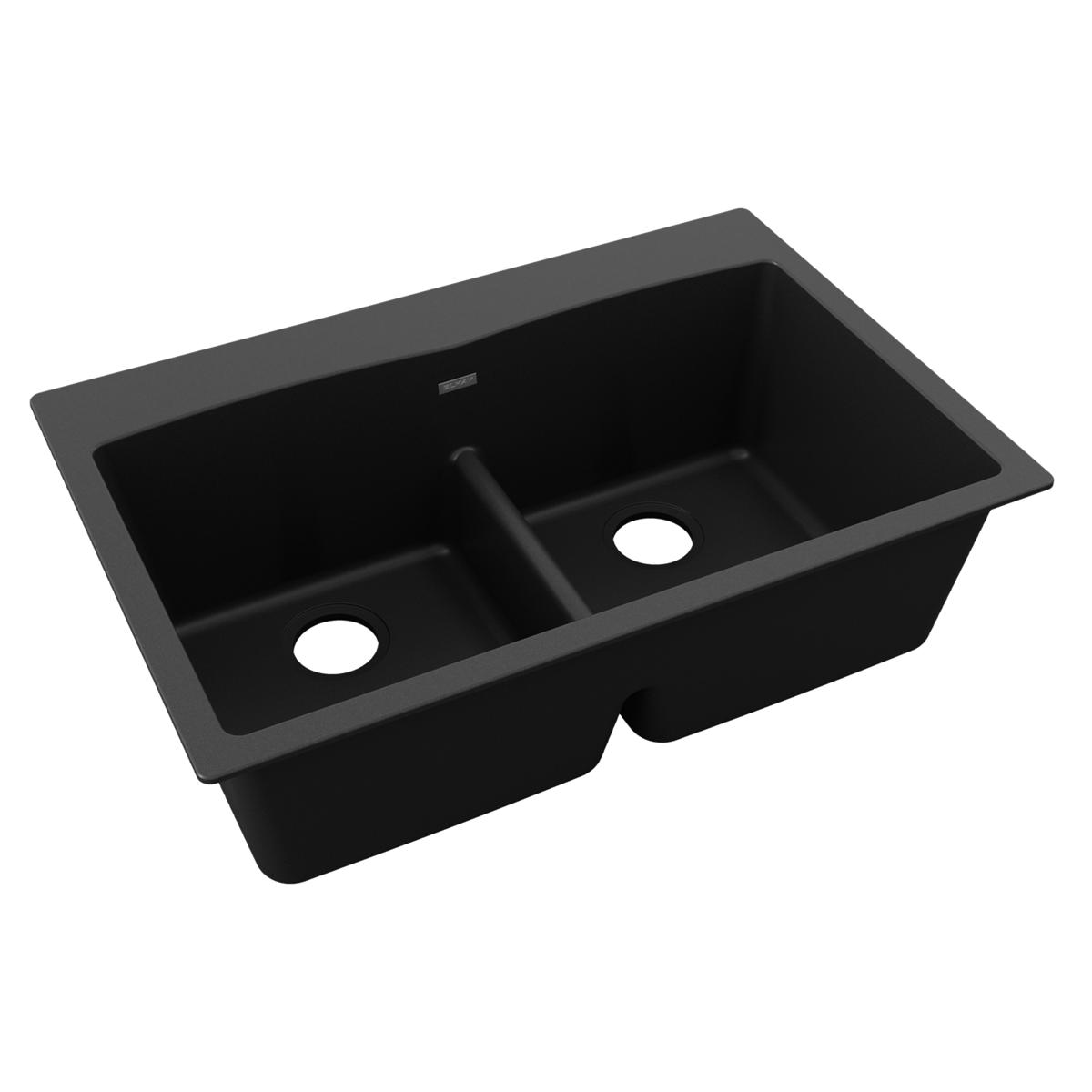 black equal double bowl drop-in sink