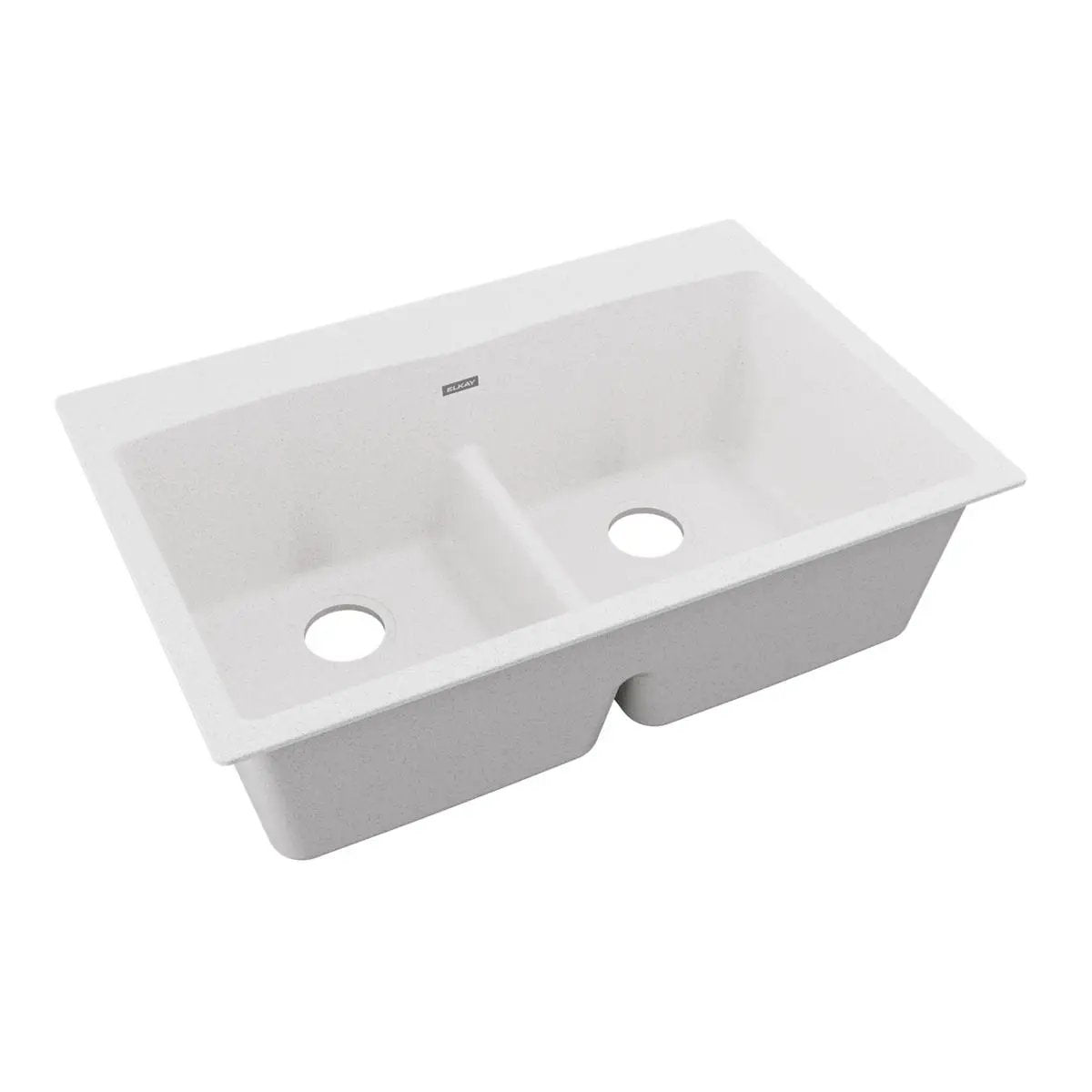 Elkay Quartz Classic 33" x 22" x 10" Equal Double Bowl Drop-in Sink with Aqua Divide by Elkay