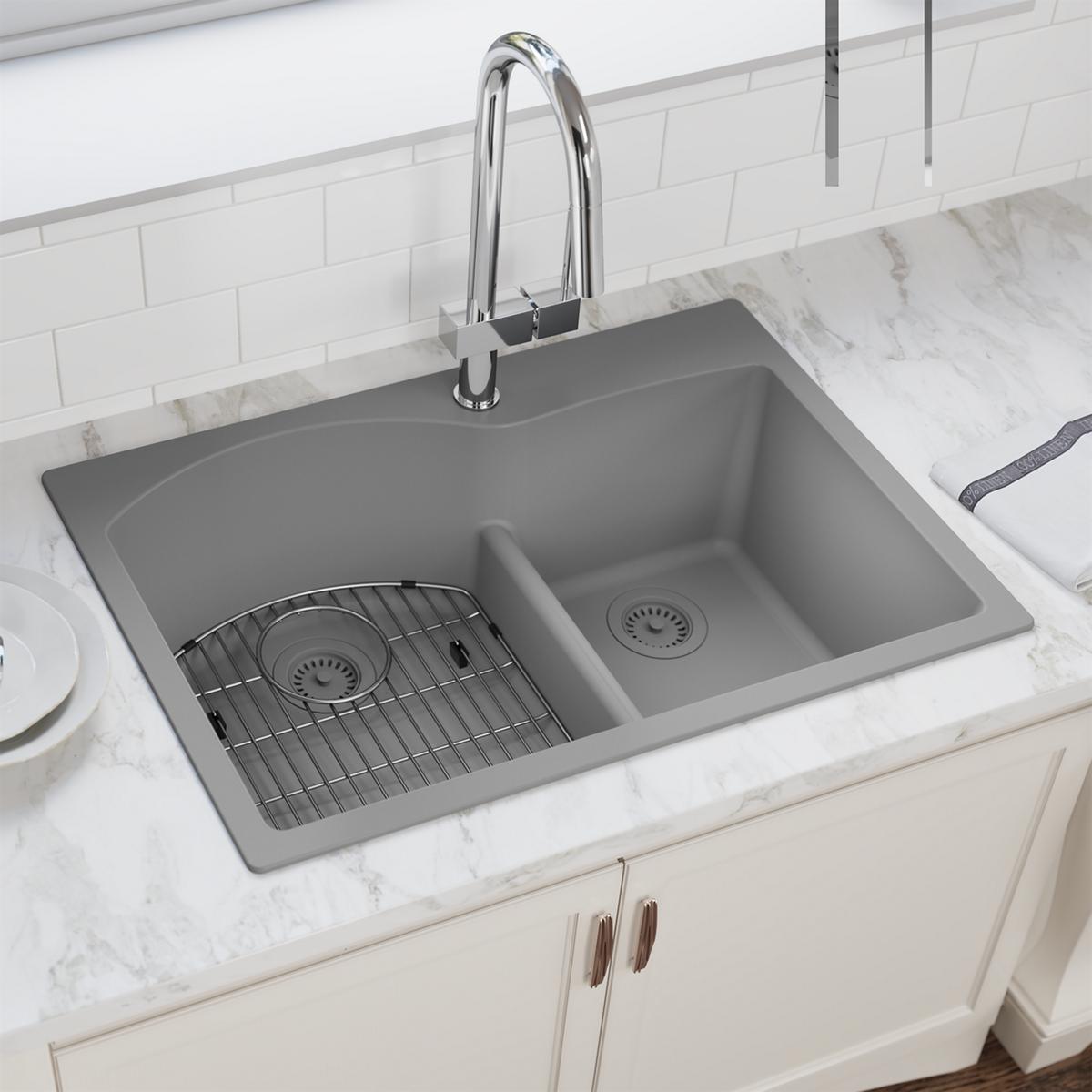 black double bowl drop-in sink