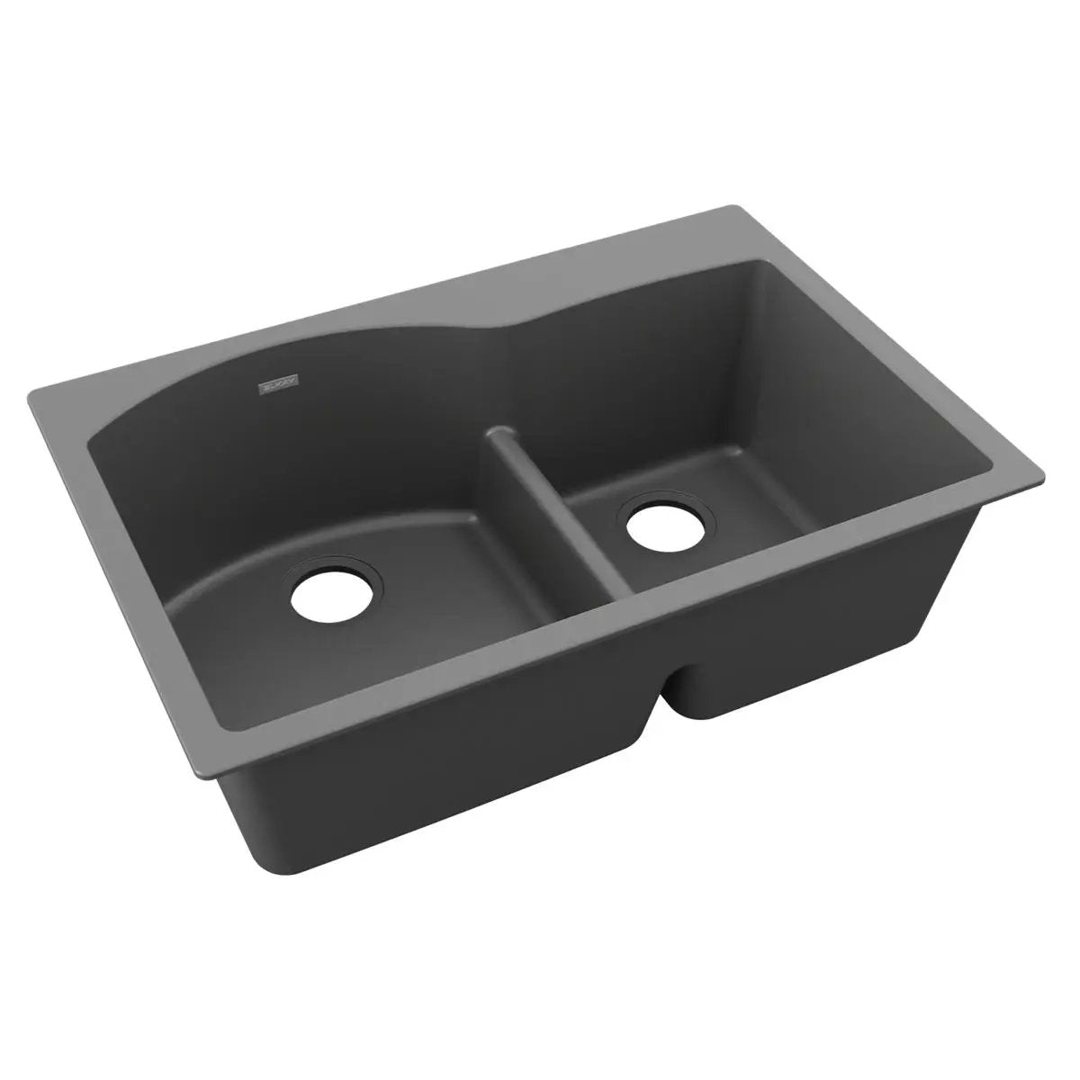 Elkay Quartz Classic 33" x 22" x 10" Offset 60/40 Double Bowl Drop-in Sink with Aqua Divide by Elkay