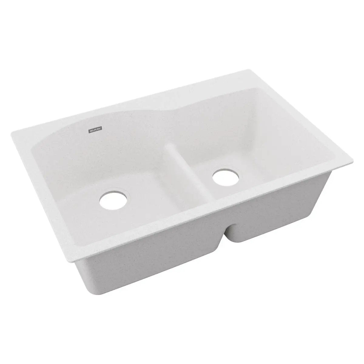 Elkay Quartz Classic 33" x 22" x 10" Offset 60/40 Double Bowl Drop-in Sink with Aqua Divide by Elkay