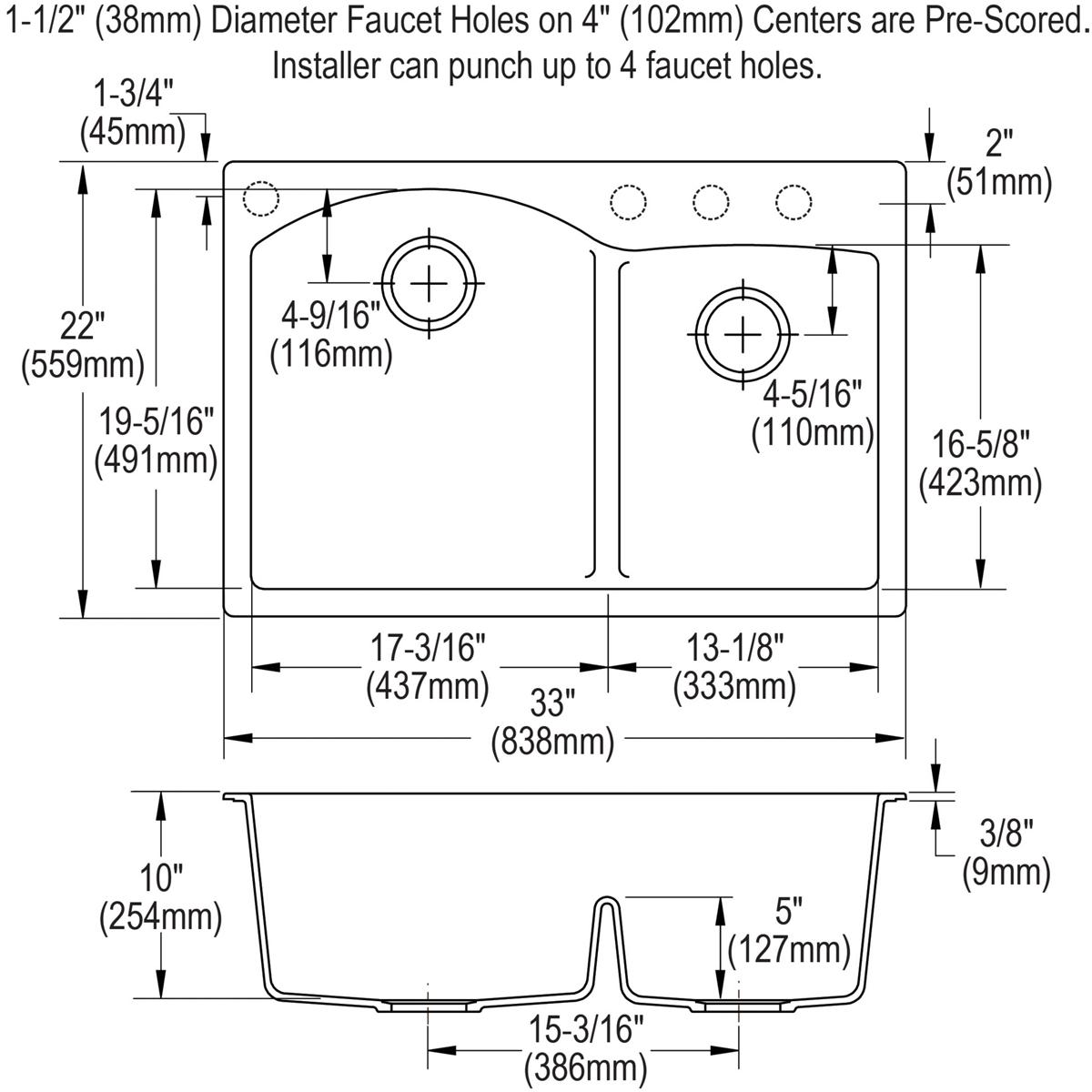 black double bowl drop-in sink