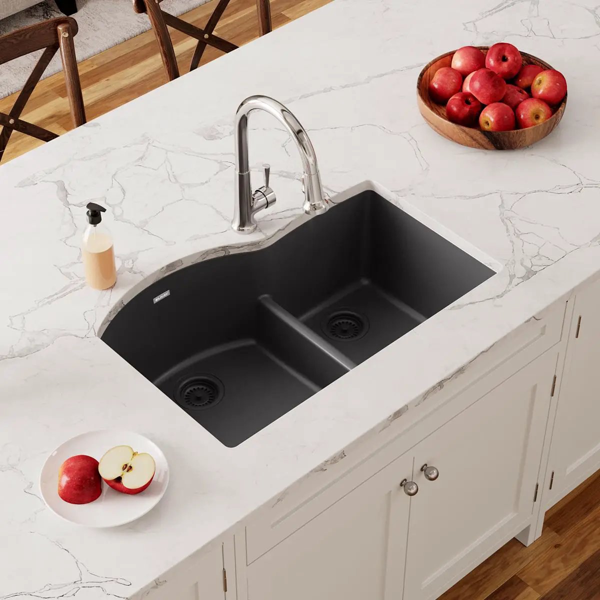 black double bowl undermount sink