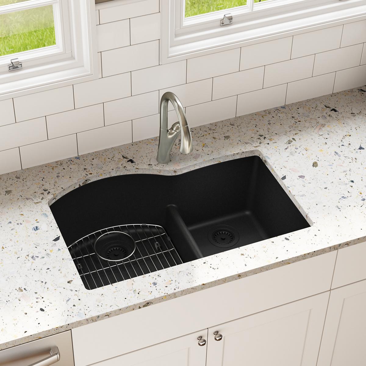 black double bowl undermount sink