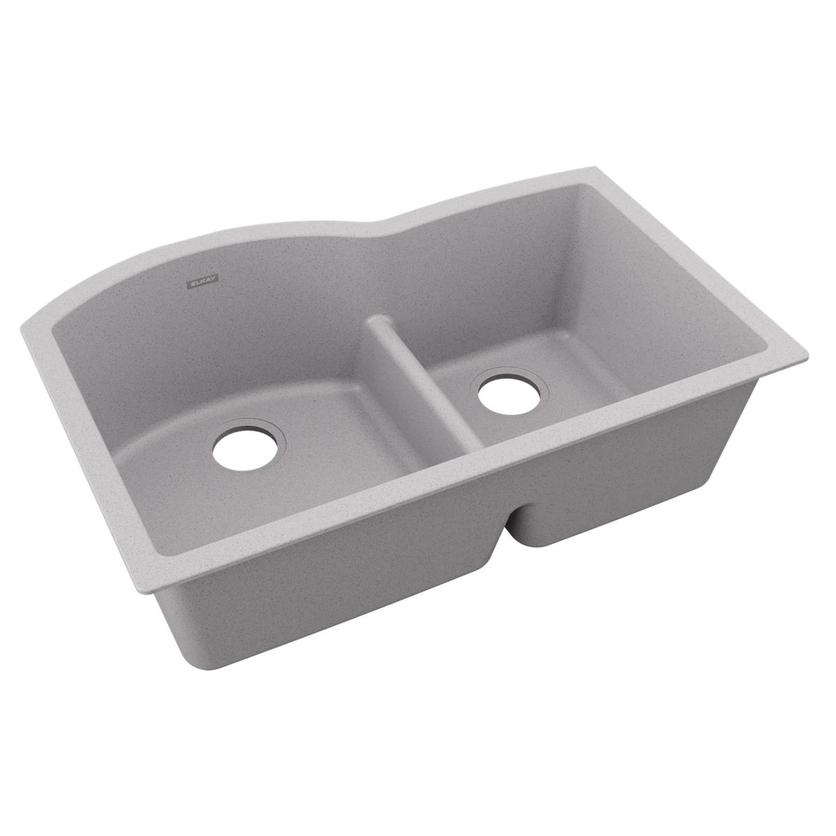 Elkay Quartz Classic 33" x 22" x 10" Offset 60/40 Double Bowl Undermount Sink with Aqua Divide