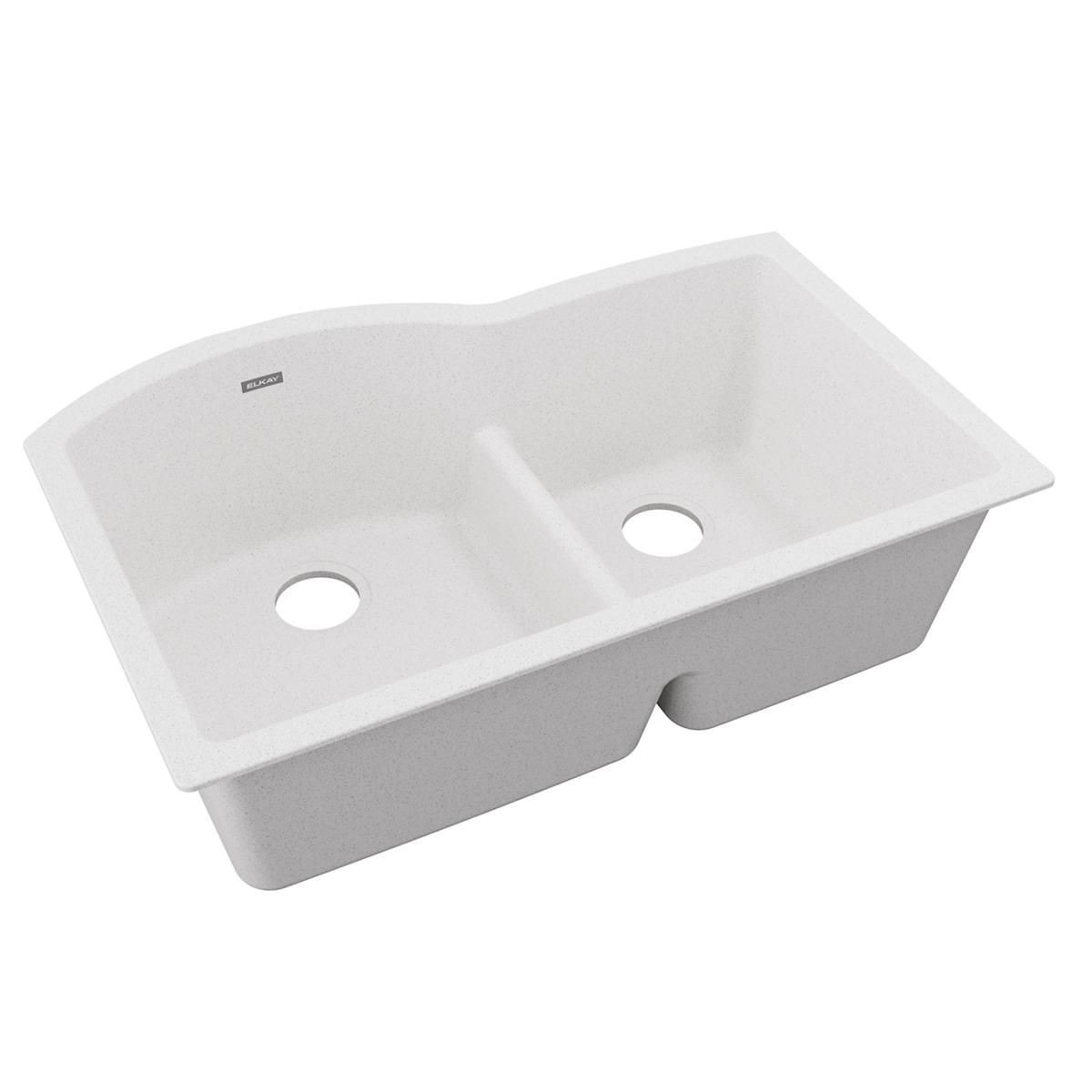 Elkay Quartz Classic 33" x 22" x 10" Offset 60/40 Double Bowl Undermount Sink with Aqua Divide