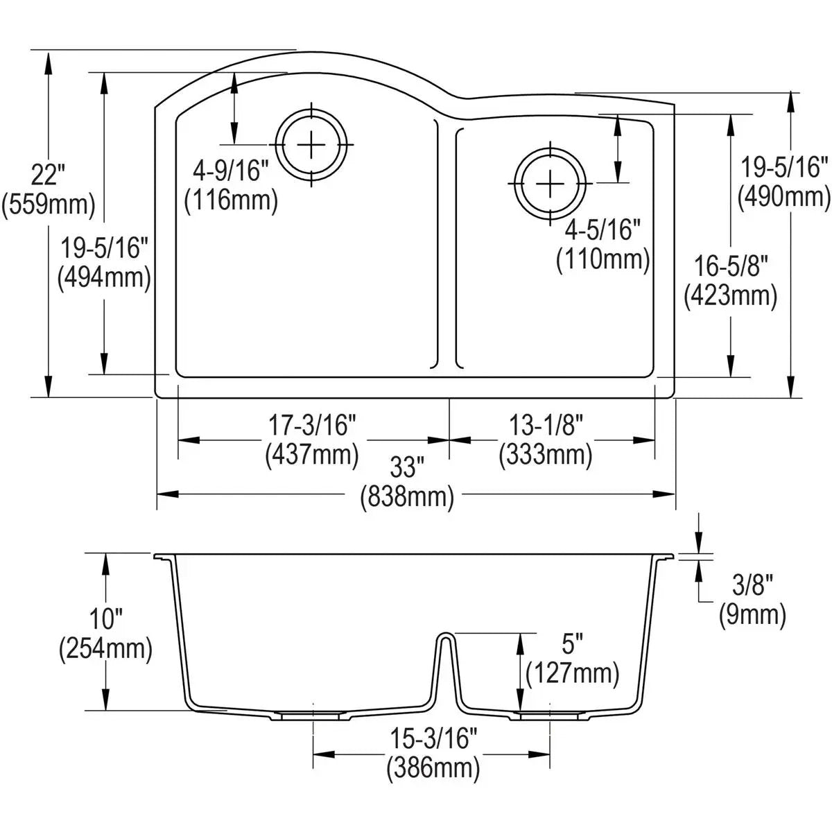 black double bowl undermount sink
