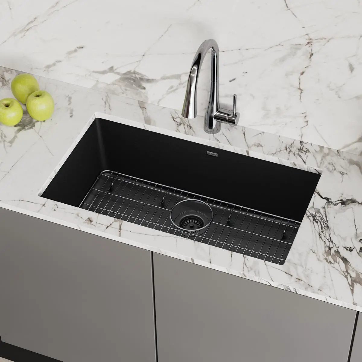 black single bowl undermount sink kit