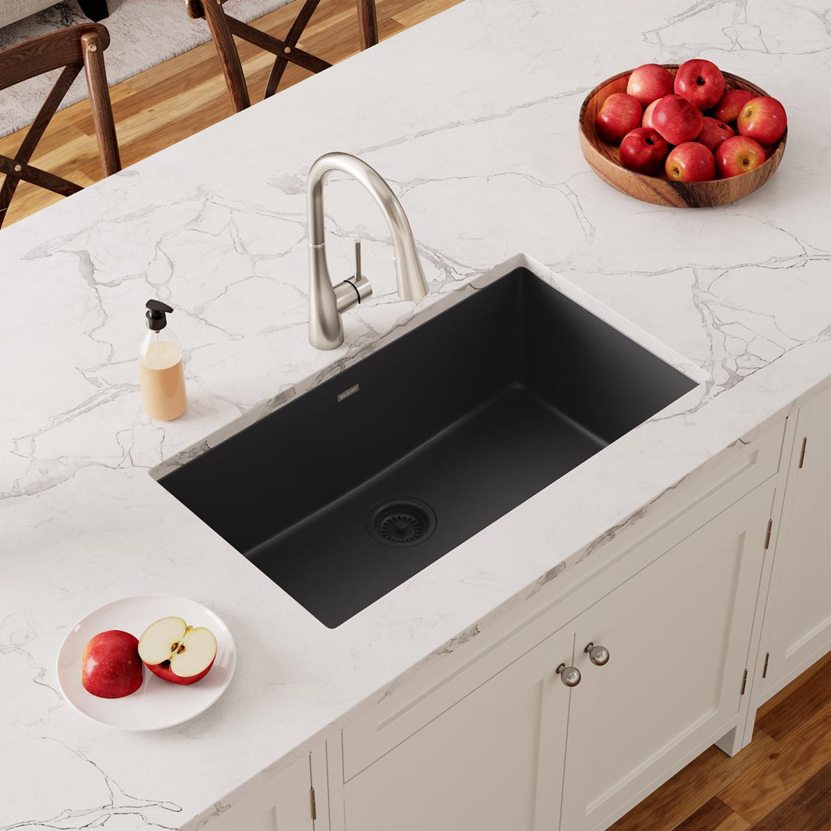 black single bowl undermount sink