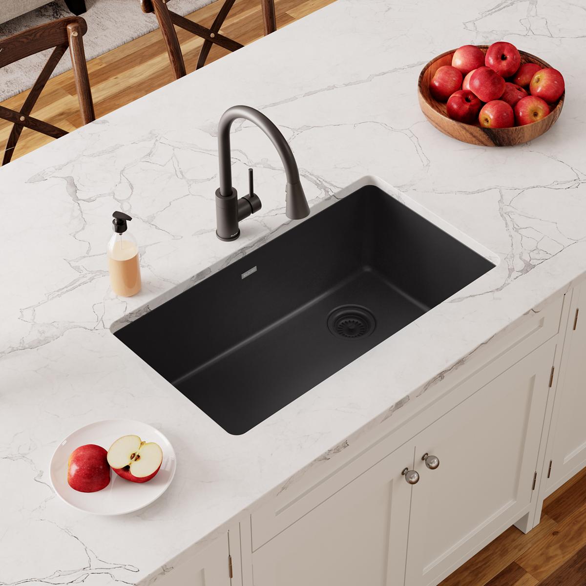 black single bowl undermount sink