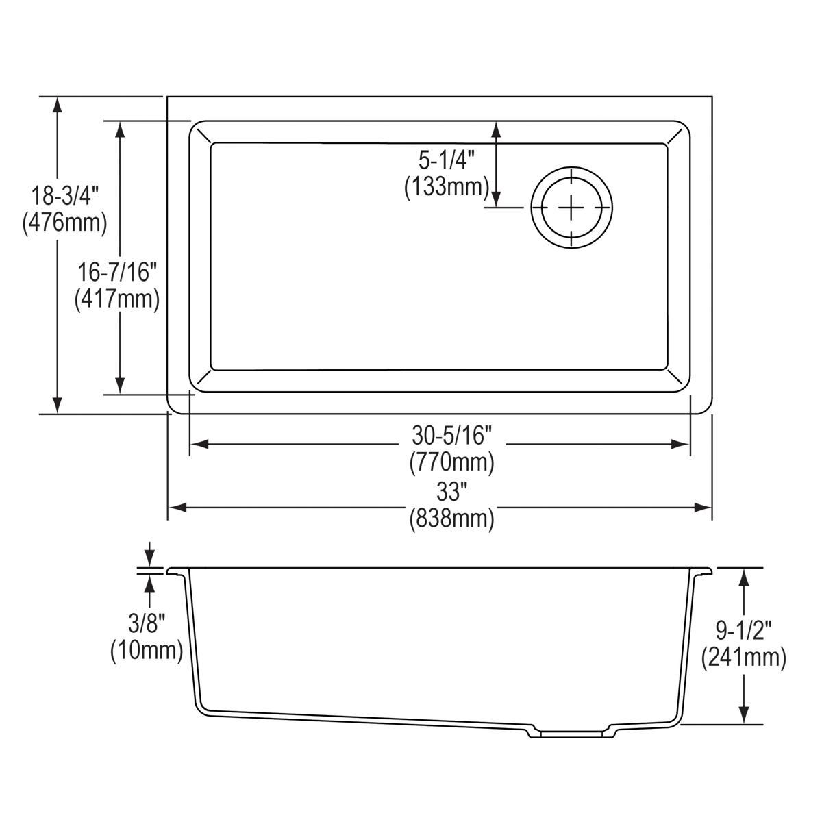 black single bowl undermount sink