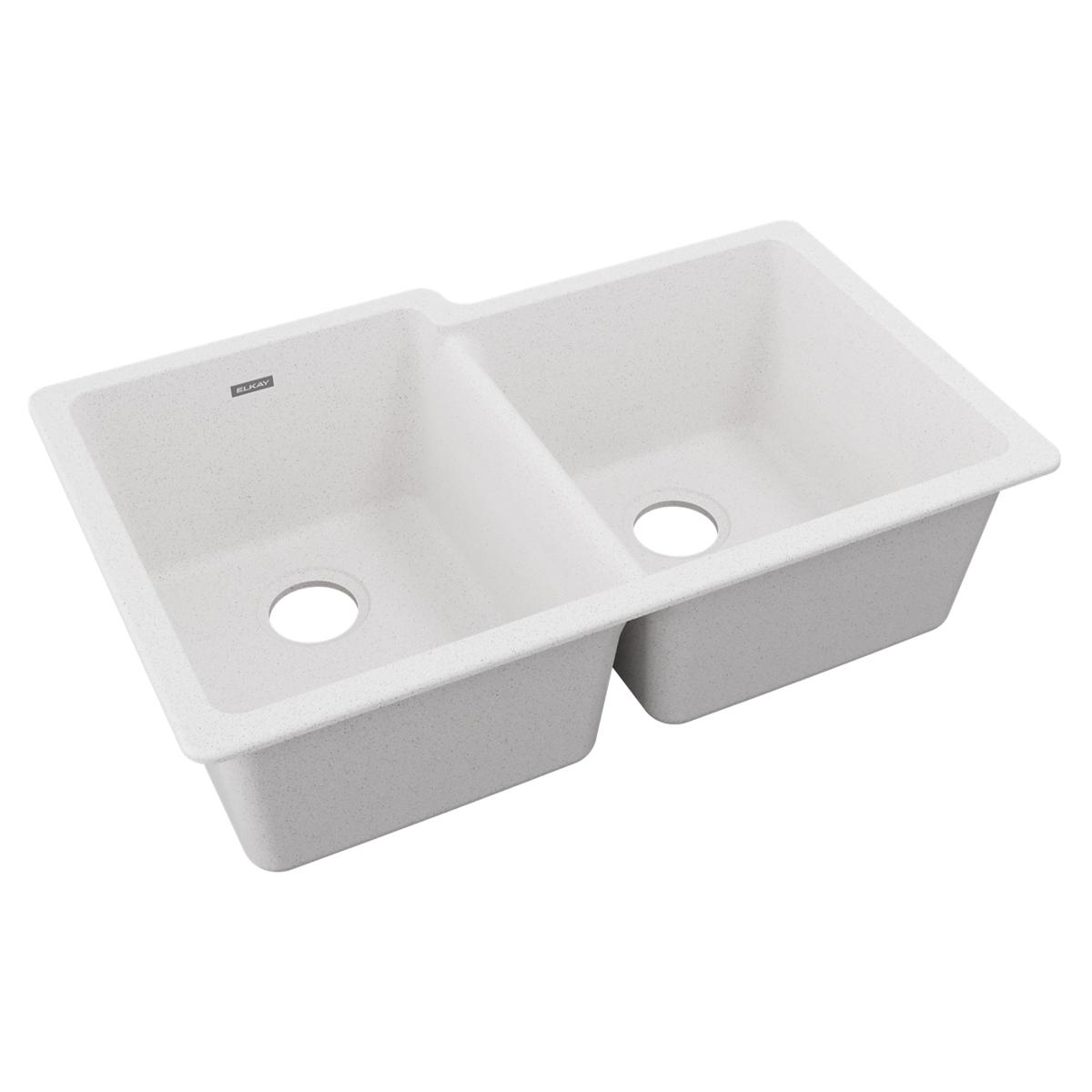 Elkay Quartz Classic 33" x 20-1/2" x 9-1/2" Offset Double Bowl Undermount Sink